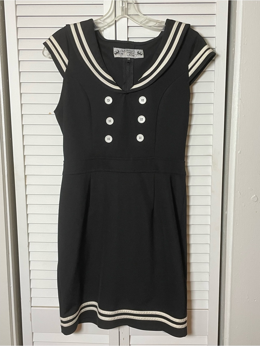 Hell Bunny Black Dress with White Trim